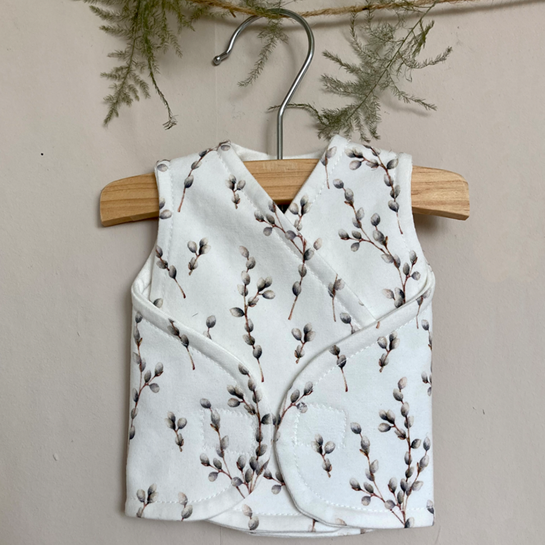 Canottiera avvolgente - misura 42 - Maatje Prematuur - Bianco con fiori