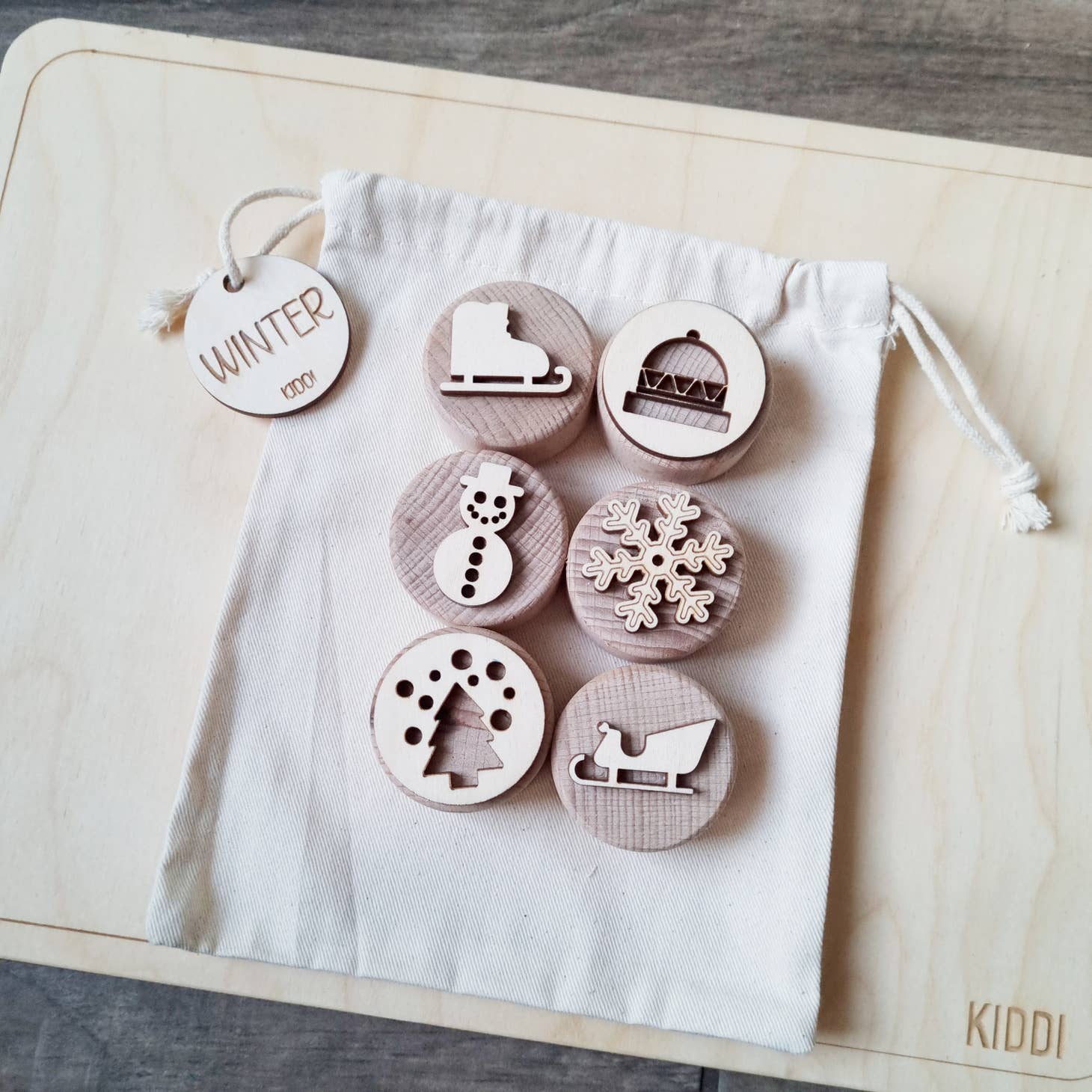 Set di timbri in legno - Kiddi - Inverno