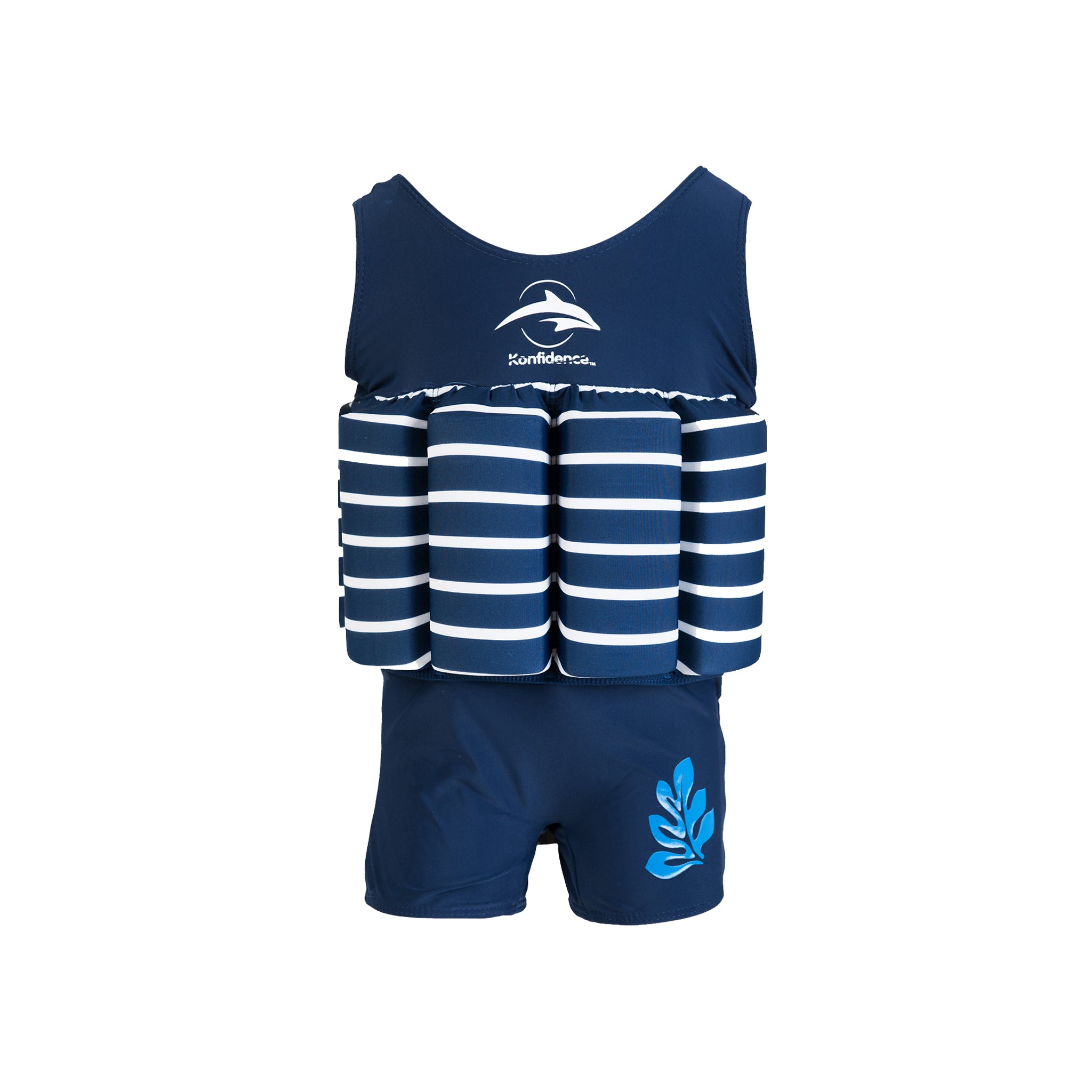 Costume da bagno con galleggiante integrato - Navy Breton Stripe - Konfidence