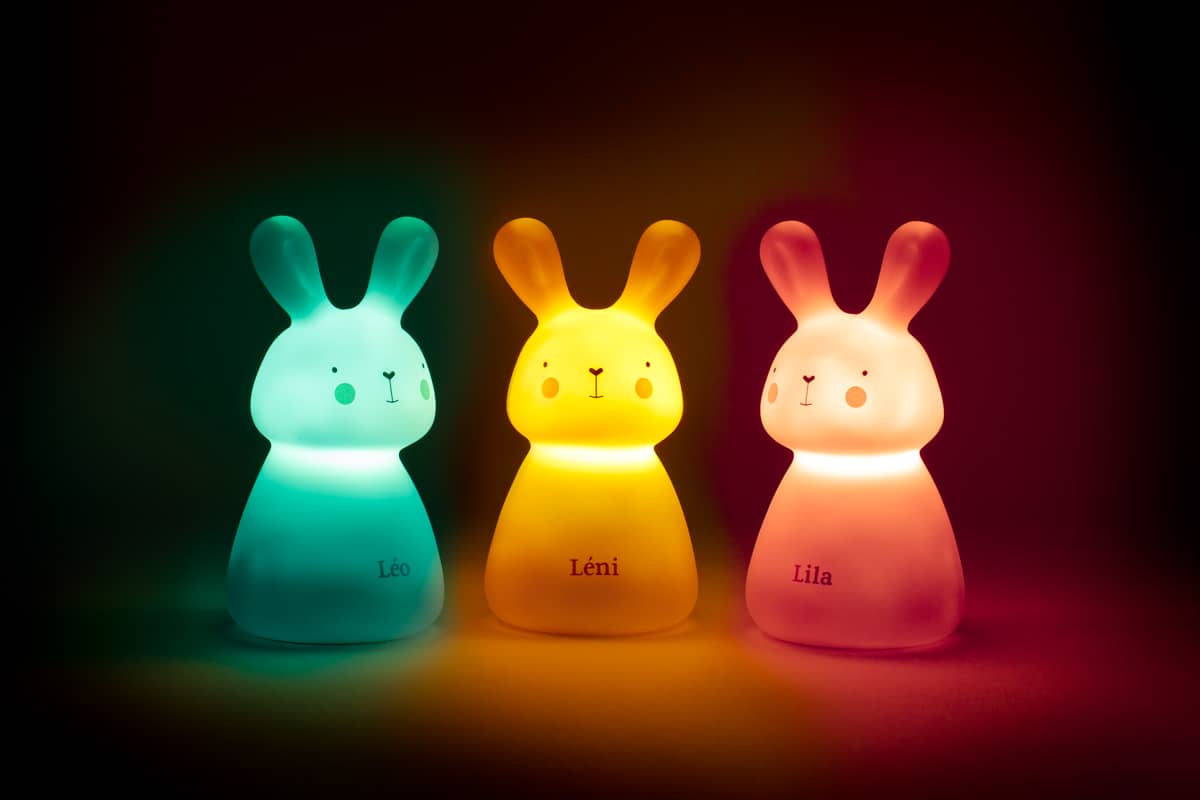 Percorso luminoso – 3 luci notturne - Olala Boutique - 3 conigli colorati - immagine 2