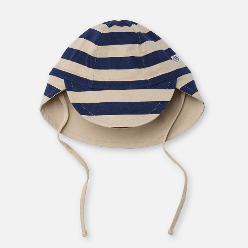 Cloby - Cappello da sole reversibile - Navy Stripes - UPF50+ (0-36 mesi)